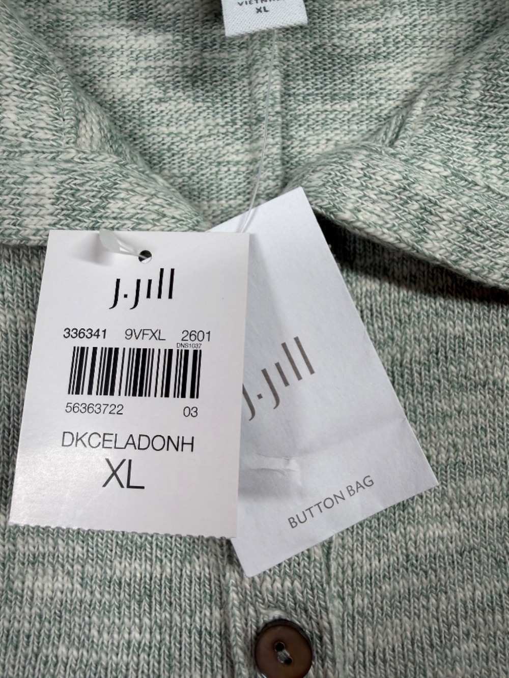NWT Pure Jill J.Jill Women XL Dark Celadon Heather Collared Knit Pullover - Picture 3 of 8